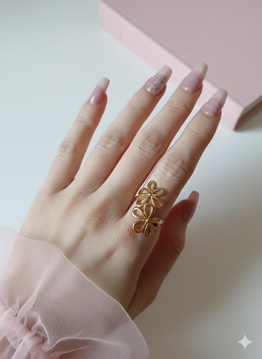 ANILLO CON FLOR  DOBLE